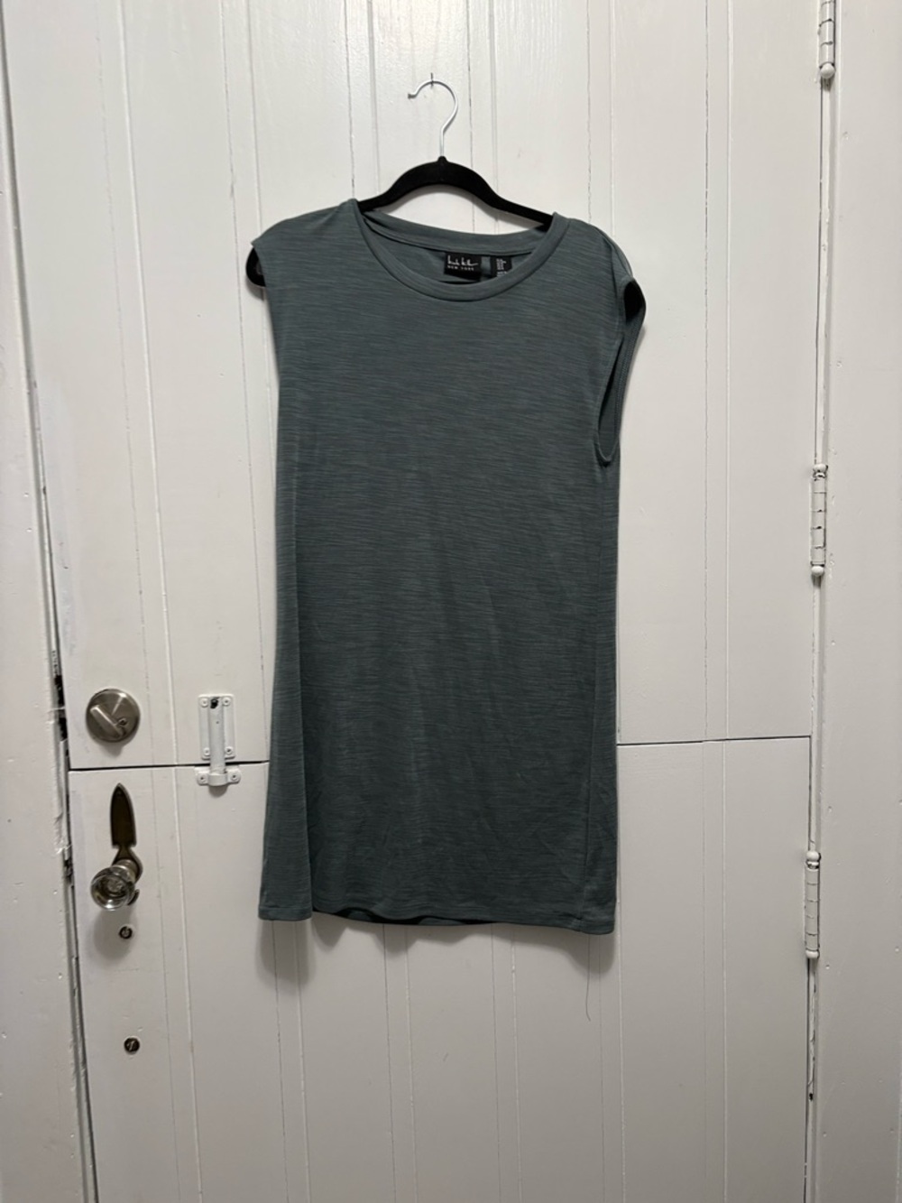 Nicole Miller Sleeveless Tunic Tank in Slate Green